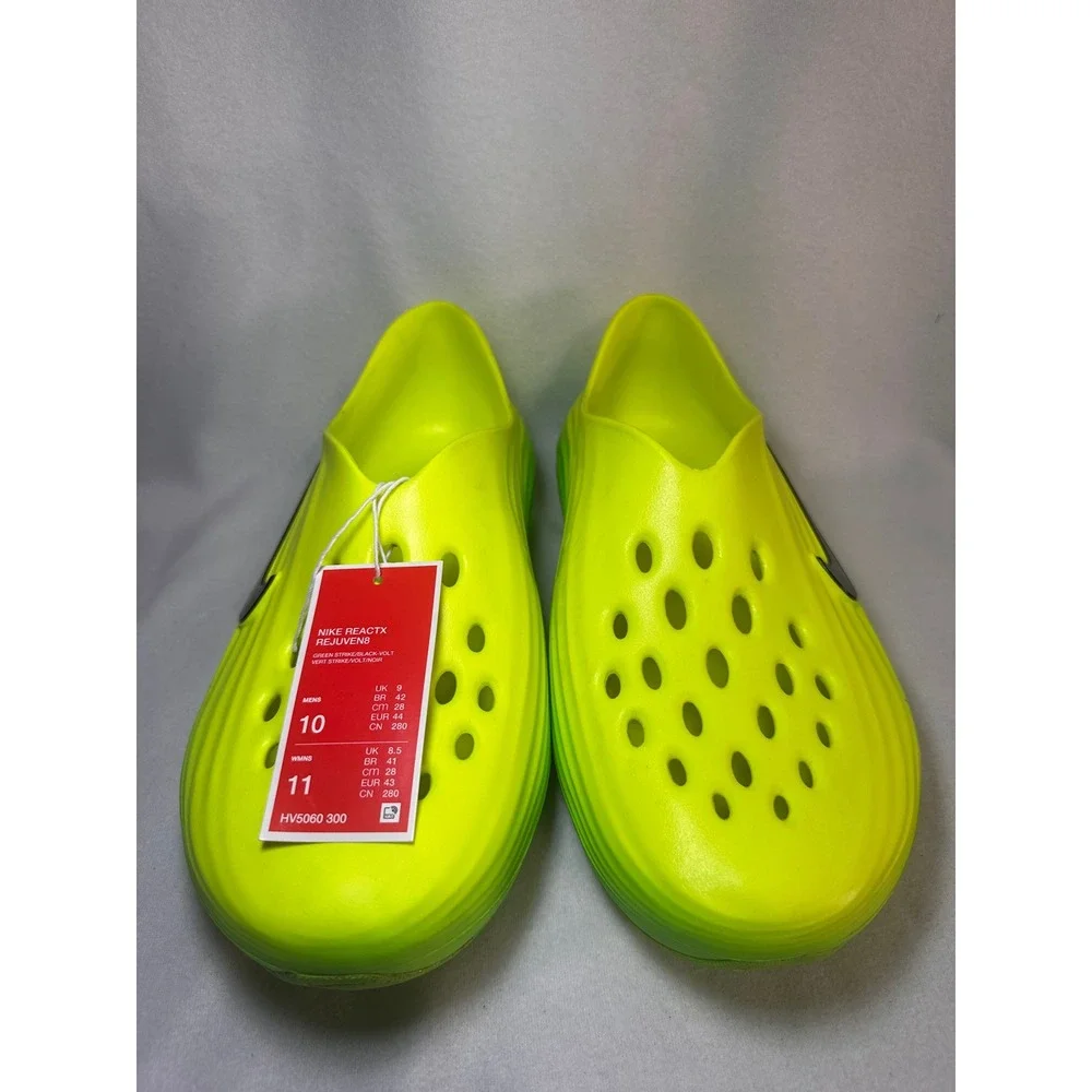 Nike ReactX Rejuven8 Mens 10 Green Strike Volt Black Clogs HV5060-300 NEW‎